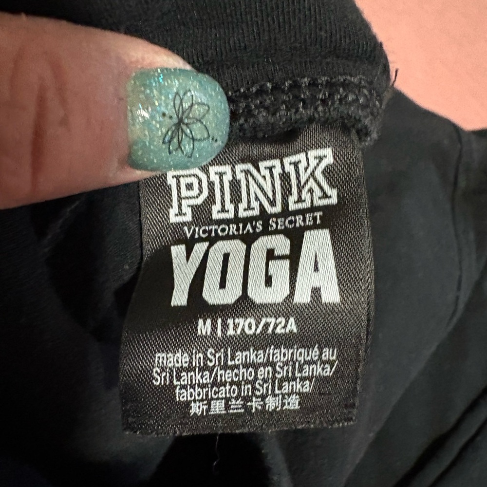 PINK Victoria's Secret Black Leggings with Multicolor Logo - Picture 2 of 2